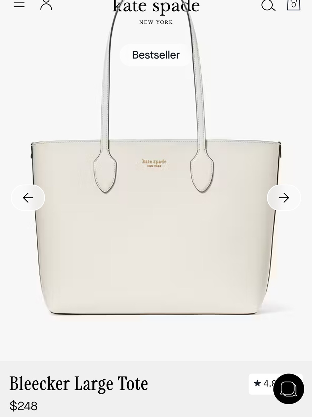 kate spade Cream Leather Large Tote